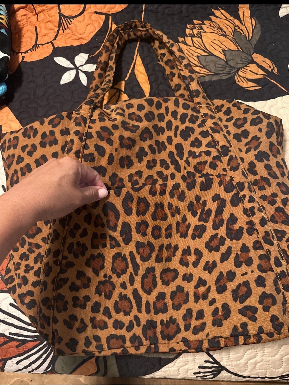 BAGGU Leopard Print Brown Tote Bag - Picture 2 of 5